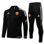 Chandal de Chaqueta del Manchester United 2021 2022 Negro y Blanco