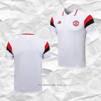 Camiseta Polo del Manchester United 2021 2022 Blanco y Rojo