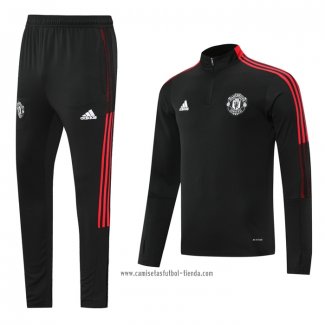 Chandal de Sudadera del Manchester United 2021 2022 Nino Negro