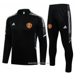 Chandal de Sudadera del Manchester United UCL 2021 2022 Nino Negro