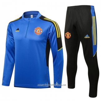 Chandal de Sudadera del Manchester United 2021 2022 Nino Azul